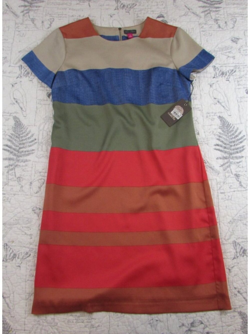 NEW $139 Vince Camuto Women's Cap Slv Stripe Shift Dress Size 6